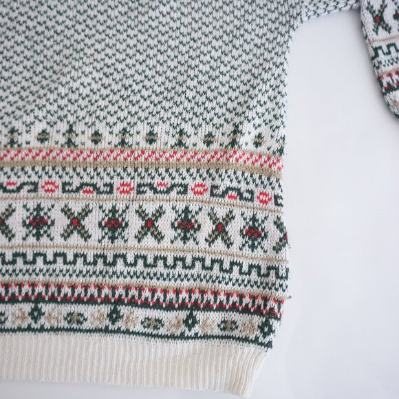 Vintage Cabin Creek Cream Green Fair Isle Sweater Cabincore Retro 80s/90s L - Picture 5 of 9